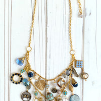 Double Dainty Blue Charm Necklace