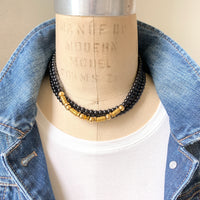 Snake Charmer Black Beaded Necklace