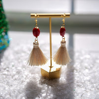 Crimson + Cream Holiday Tassel Earrings