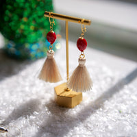 Crimson + Cream Holiday Tassel Earrings