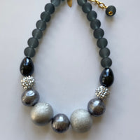 Gray and Black Queen Mum Choker Statement Necklace