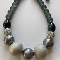 Gray and Black Queen Mum Choker Statement Necklace