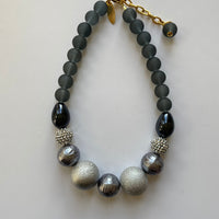 Gray and Black Queen Mum Choker Statement Necklace