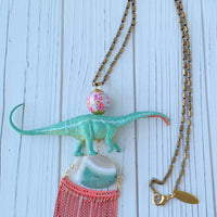 Ikat Brontosaurus Pendant Necklace