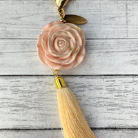 Swan Lake Floral Tassel Purse Charm