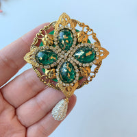 Emerald Isle Rhinestone Brooch