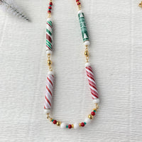Peppermint Sticks Christmas Necklace