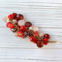 Lenora Dame Red Hot Beaded Charm Bracelet