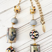 Lenora Dame Decoupaged Long Chicken Necklace