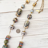 Lenora Dame Decoupaged Long Chicken Necklace