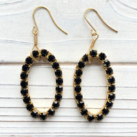 Swarovski Rhinestone Oval Hoop Earrings - Choice of Rhinestone Color