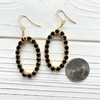 Swarovski Rhinestone Oval Hoop Earrings - Choice of Rhinestone Color