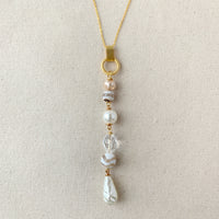Magnolia Collection Pearl and Agate Chandelier Pendant Necklace