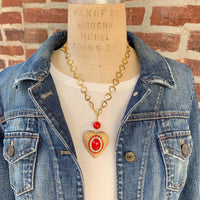 Gold heart locket necklace. Valentines necklaces for women.