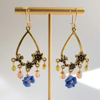 Floral chandelier earrings for spring. Lenora Dame earrings handmade in the USA.