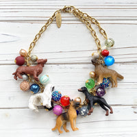 Dog necklace for humans with cute dog charms and colorful beads. Best gifts for dog lovers.