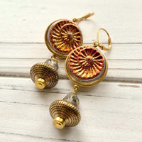 Sunset Red Czech Glass Ammonite Earrings