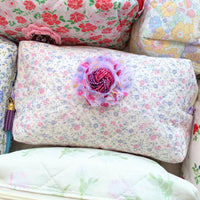 Forget Me Not Floral Quilted Makeup Bag - One-of-a-Kind