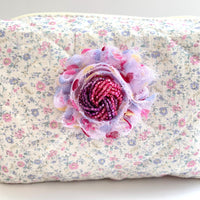 Forget Me Not Floral Quilted Makeup Bag - One-of-a-Kind