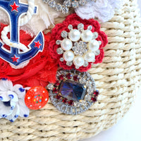 Anchor's Away Nautical Woven Straw Handbag - One-of-a-Kind