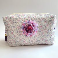Forget Me Not Floral Quilted Makeup Bag - One-of-a-Kind