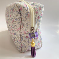 Forget Me Not Floral Quilted Makeup Bag - One-of-a-Kind