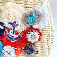 Anchor's Away Nautical Woven Straw Handbag - One-of-a-Kind