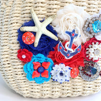 Anchor's Away Nautical Woven Straw Handbag - One-of-a-Kind