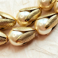 Lenora Dame Classic Double-Strand Bead Cap Necklace in Cream Pearl