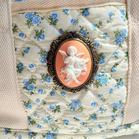 Cherub Cameo Floral Quilted Purse - One-of-a-Kind