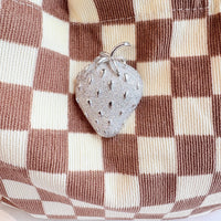 Checkered Mini Tote Bag with Strawberry Detail - One-of-a-Kind