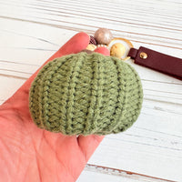 Sage Crocheted Pumpkin Bag Charm