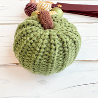 Sage Crocheted Pumpkin Bag Charm