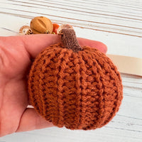 Burnt Orange Crocheted Pumpkin Bag Charm