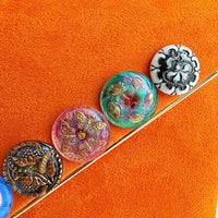 Lenora Dame Pumpkin Orange Faux Suede Clutch Purse with Vintage Details - One-of-a-Kind