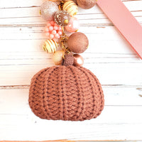 Chocolate Brown Crocheted Pumpkin Bag Charm