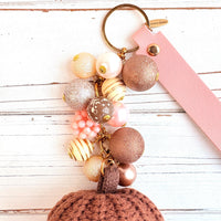 Chocolate Brown Crocheted Pumpkin Bag Charm