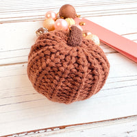 Chocolate Brown Crocheted Pumpkin Bag Charm