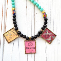 NEW Lenora Dame Retro French Advertising Necklace - One-of-a-Kind