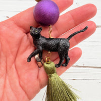 Midnight the Black Cat Halloween Earrings