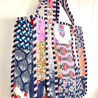 Lenora Dame Quilted Patchwork Tote Bag- Small