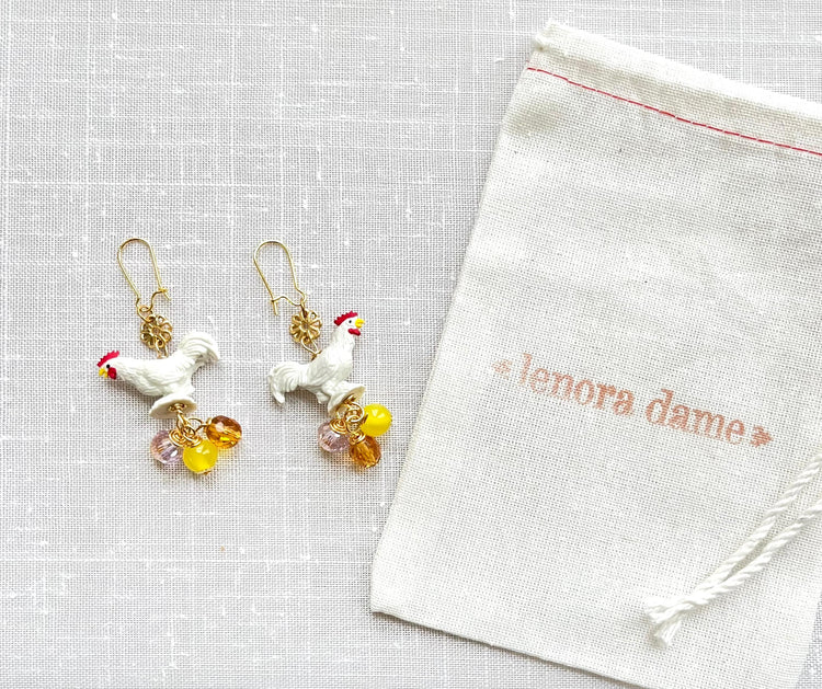 Lenora Dame Chicken Earrings