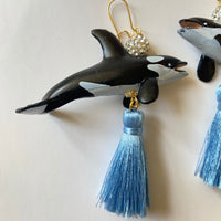 Lenora Dame Orca Whale Tassel Earrings