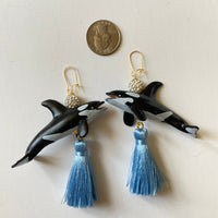 Lenora Dame Orca Whale Tassel Earrings
