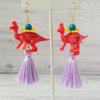 Lenora Dame Poppy Tsintaosaurus Tassel Earrings