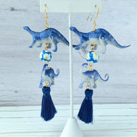 Lenora Dame Varsity Blues Dino Tassel Earrings