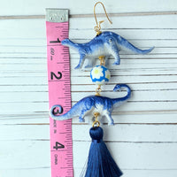 Lenora Dame Varsity Blues Dino Tassel Earrings