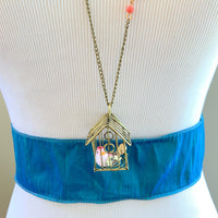 Lenora Dame Finch In A Cage Pendant Necklace