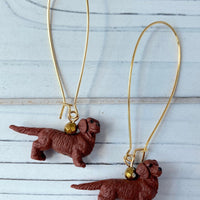 Lenora Dame Mini Doxie Hoop Earrings Lightweight Miniature Dachshund Earrings