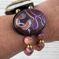 Lenora Dame Patchwork Lens Stretch Bracelet in Sunset